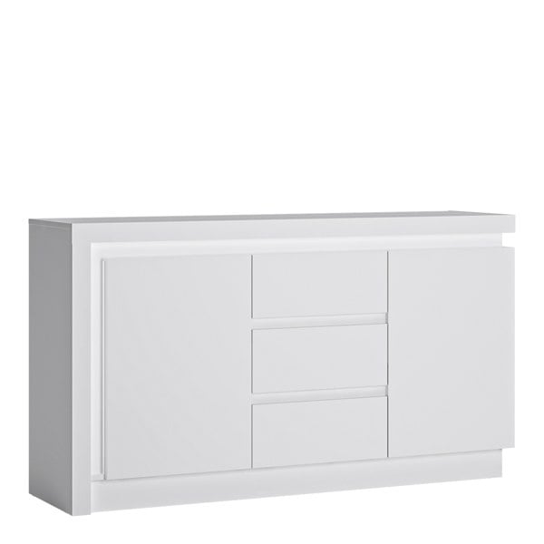 Furniture To Go Lyon 2 Door 3 Drawer Sideboard (including LED lighting) in White and High Gloss