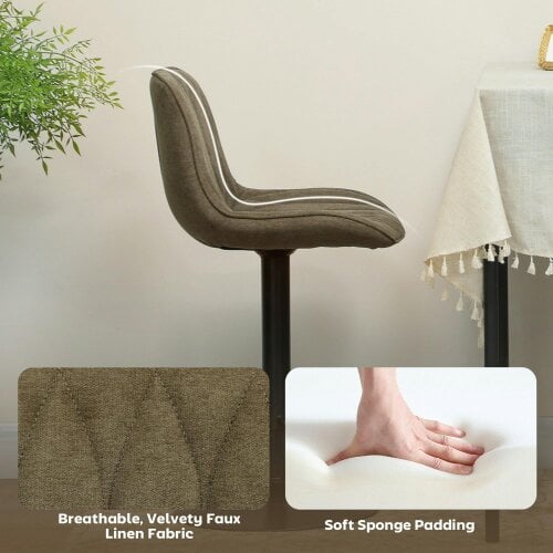 Wyld Haus Sehake Fabric Brown Linen Look Bar Stools Set Of 2