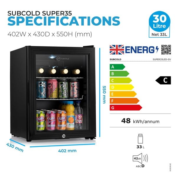 Subcold Super 35 LED Beer Fridge - Black