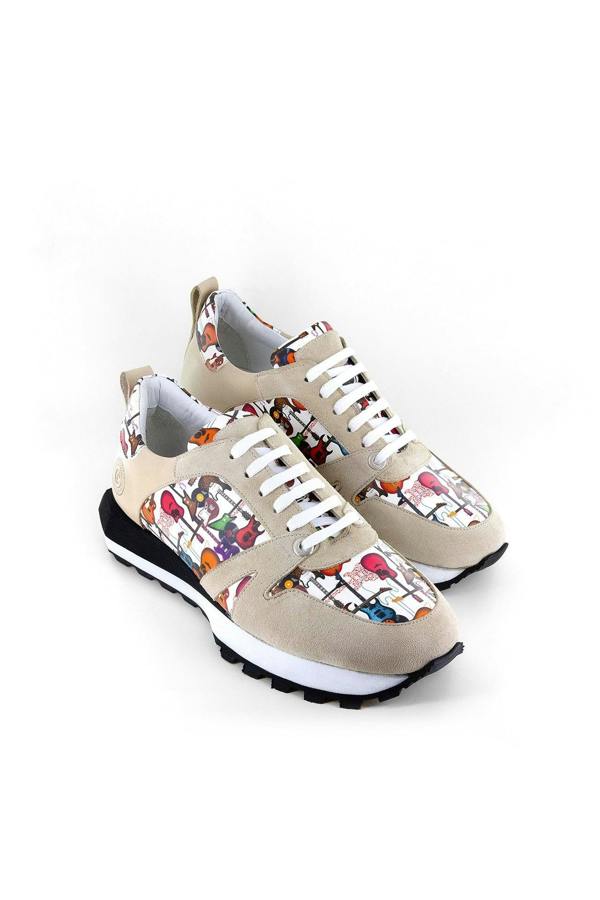 GUITAR PRINTED LEATHER AND SUEDE TRAINERS - Premium Men's Patterned Shirt by Claudio Lugli | Bold Design, Tailored Fit, Best Printed Shirts