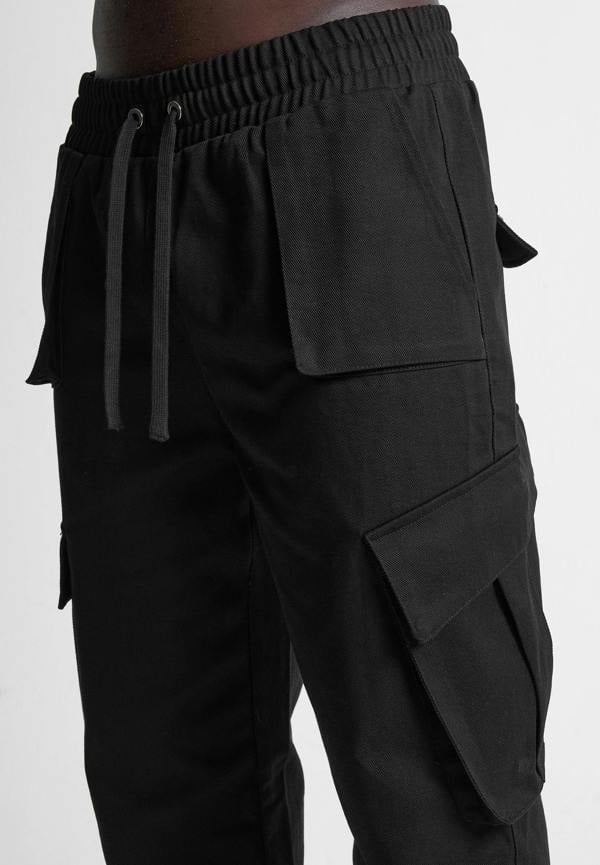 Drill Angled Cargo Pants - Black