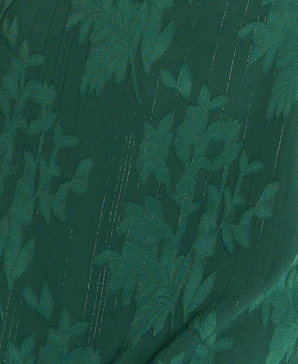Needs No Label Forest Green Jacquard Puff Sleeve Midi Dress