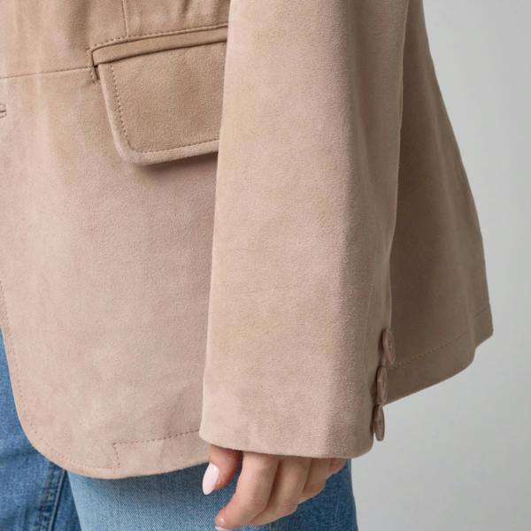 Barneys Originals Women's Real Suede Blazer in Beige