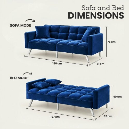 Kosy Koala Modern 2 Seater Sofa Bed - Click Clack Living Room Recliner Couch Sofa