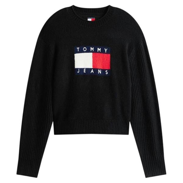 Tommy Jeans Womens/Ladies Flag Jumper - Black - 