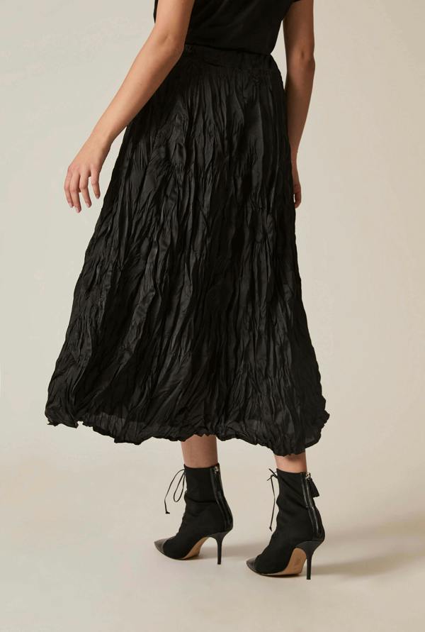 James Lakeland Black Crinkled Maxi Skirt