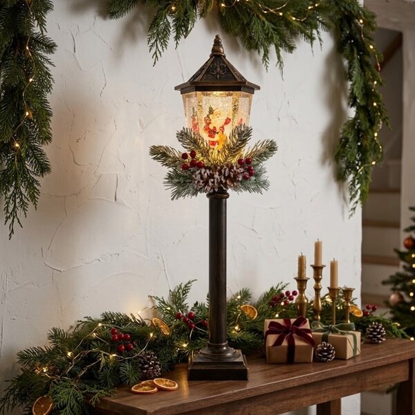 Garden Greatness Classic Santa Lantern Lamp Post Spinner
