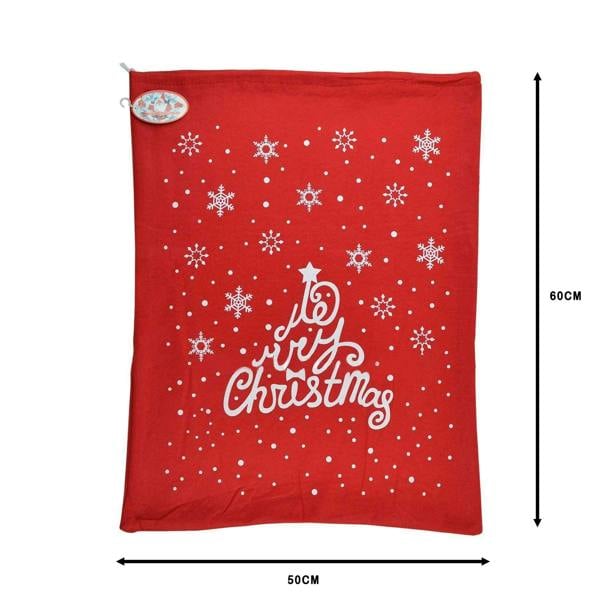 Festive Felt Santa Sack Variant Set with Merry Christmas Print and Drawstring Top image 5