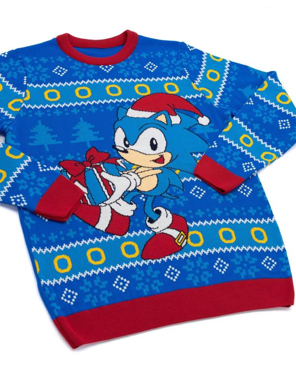 Sonic the Hedgehog Mens Blue Sonic Christmas Jumper