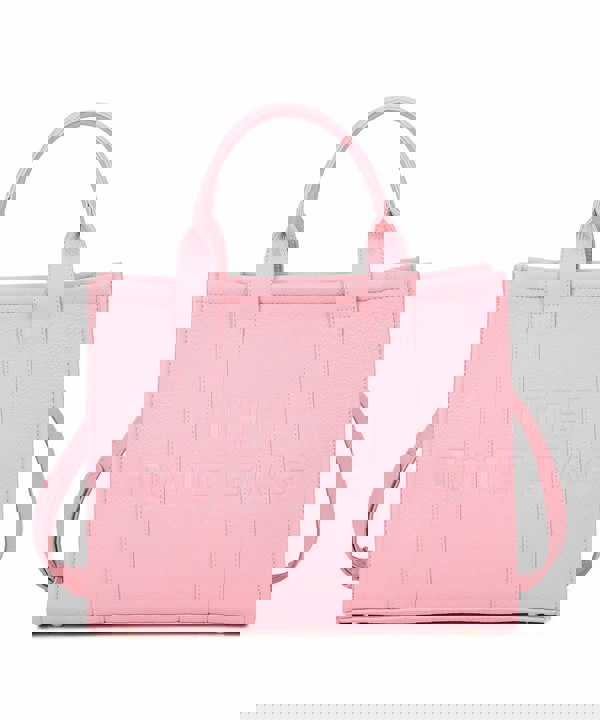 Kitise Large Textured Leather Embossed Logo Structured Tote Bag