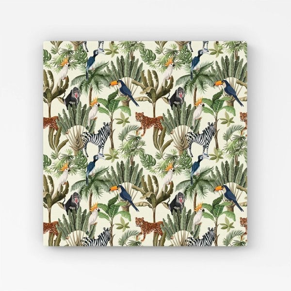 Warren Reed Exotic Trees And Animals Canvas