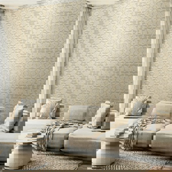 Hoopla Walls Sunray Diamond - Warm Grey 10m Wallpaper