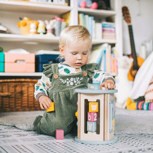 Bigjigs Toys Wooden Rolling Activity Centre, 4 Sided Activity Toy