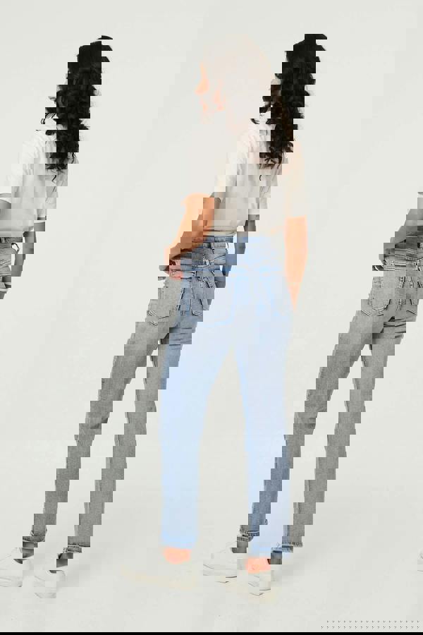 Blue | High Waist Straight Fit Faded Jeans