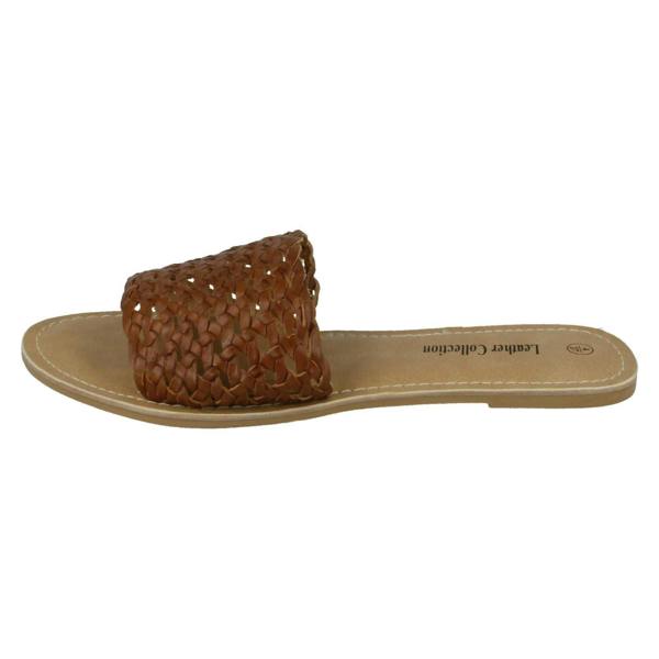 Leather Collection Ladies Leather Collection Flat Weave Mule Sandals