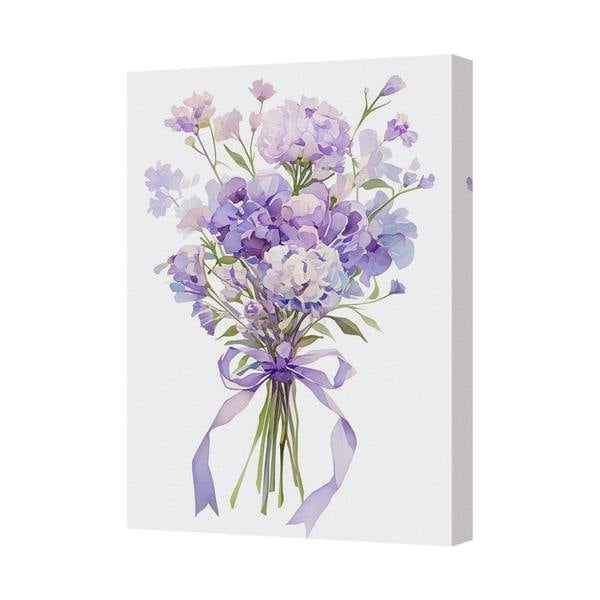 Benjamin Tate Design Watercolor Purple Flower Bouquet Canvas Wall Art For Living Room