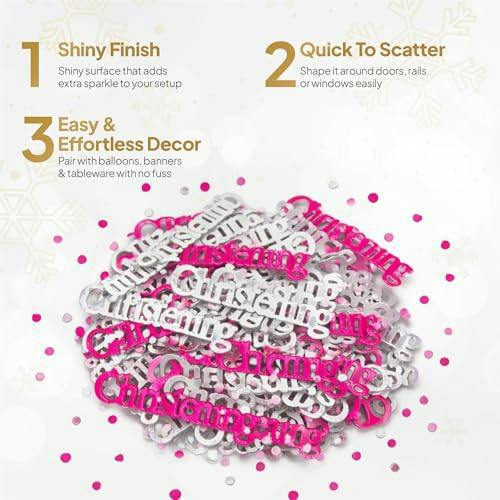 Pink and Silver Christening Confetti Table Scatter, 14g Packs for Party Decoration image 6