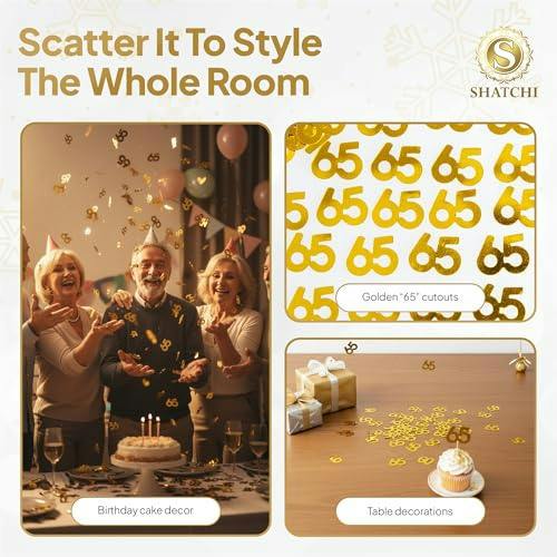 65th Birthday Gold Foil Metallic Confetti Table Decoration Pack for Party Displays and Celebrations image 8
