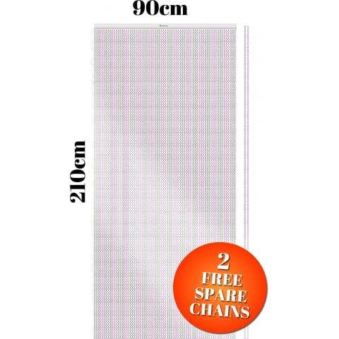 Xterminate Aluminium Fly Blind Door Screen Chain Curtain Silver And Pink with Spare Chains For Buisness and Home