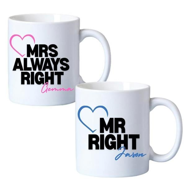 Aye Do Gifts Mr Right & Mrs Always Right Mugs Gift Set | Couples Wedding Gift