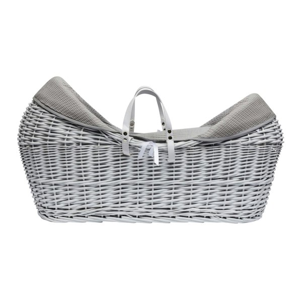 Kinder Valley Grey Waffle White Wicker Pod Moses Basket