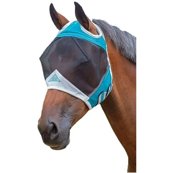 Shires Fine Mesh Ear Holes Horse Fly Mask - Teal