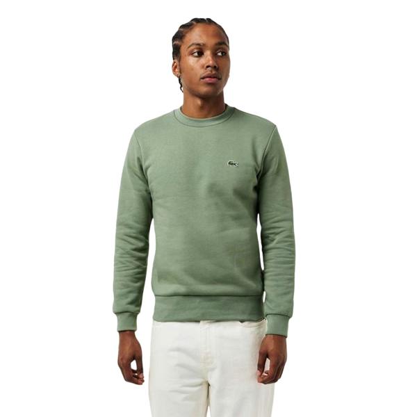 Lacoste Mens Embroidered Logo Fleece Crew Neck Sweatshirt - Thyme Green - 