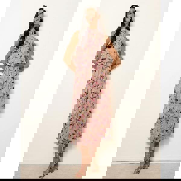 Blue Vanilla Watercolour Printed Sleeveless Midi Dress