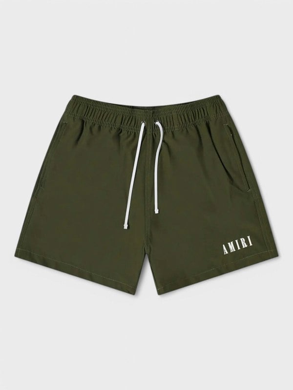Amiri Core Logo Swim Trunk Olive Green - Supplied FashionAmiri