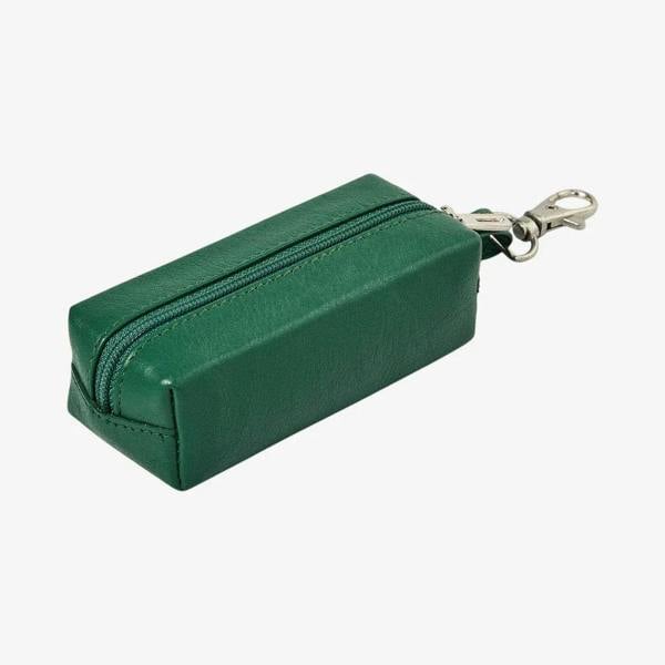 Miami real leather key case in green with zip closure