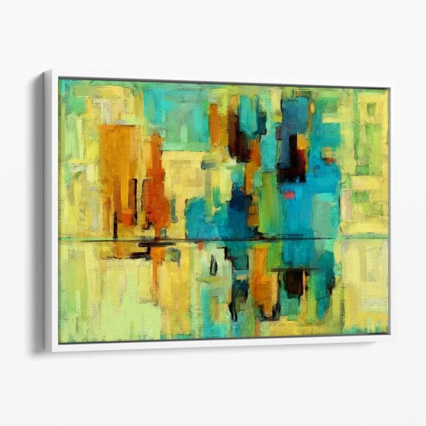 Artze Wall Art Abstract Canvas Wall Art Print In Bright Green and Blue