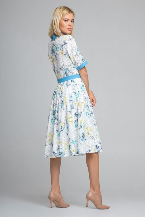 Rumour London Toscana floral print broderie anglaise midi dress in blue
