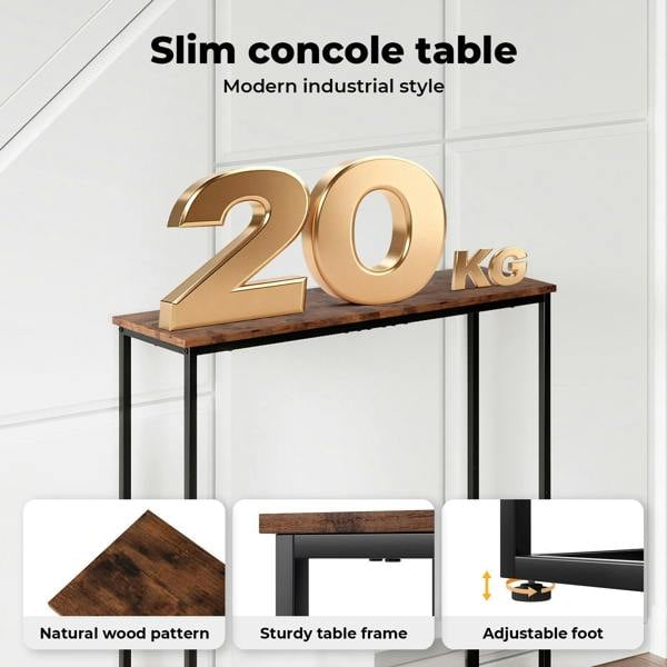 Levede Console Hall Table Slim Wooden Entryway Hallway Sofa Display Shelf Metal Frame
