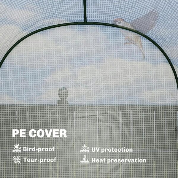 Bobobiy Walk-in Greenhouse with Shelves, Small Greenhouse with PE Cover and Roll-up Door, 123 x 187 x 189 cm, White