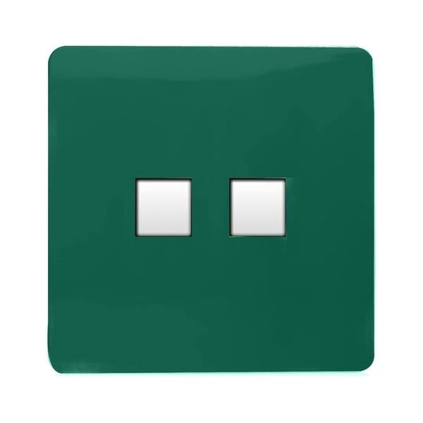 Trendi Switch 2 Gang RJ45 Cat 6 Modern Designer PC Ethernet Socket in Dark Forest Green