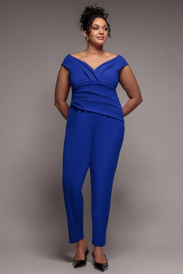 Bardot Scuba Jumpsuit - Royal Blue TR113P