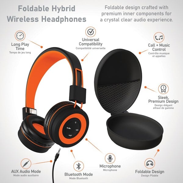 GadJet Foldable Hybrid Wireless Headphones