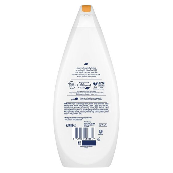 Dove Caring Bath Fruity Nourish Bath Wash 720ml With 0% Sulfate SLES