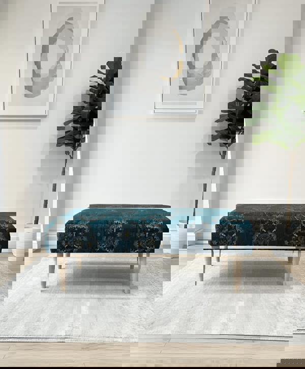 PREMIUM LOOP FLORAL GREEN PATTERN FOOTSTOOL CIRCLE BENCH COFFEE TABLE - ISTOOLS