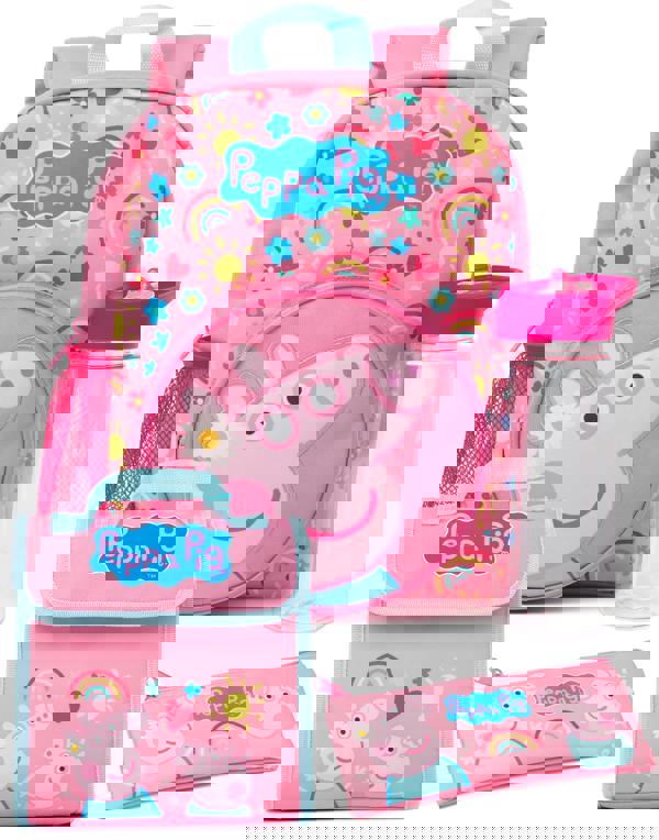 Peppa Pig Girls Pink Character 4 Piece Backpack Set (One Size)