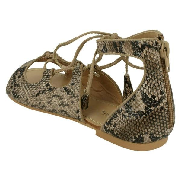 Spot On Ladies Spot On Snake Print Flat Sandals