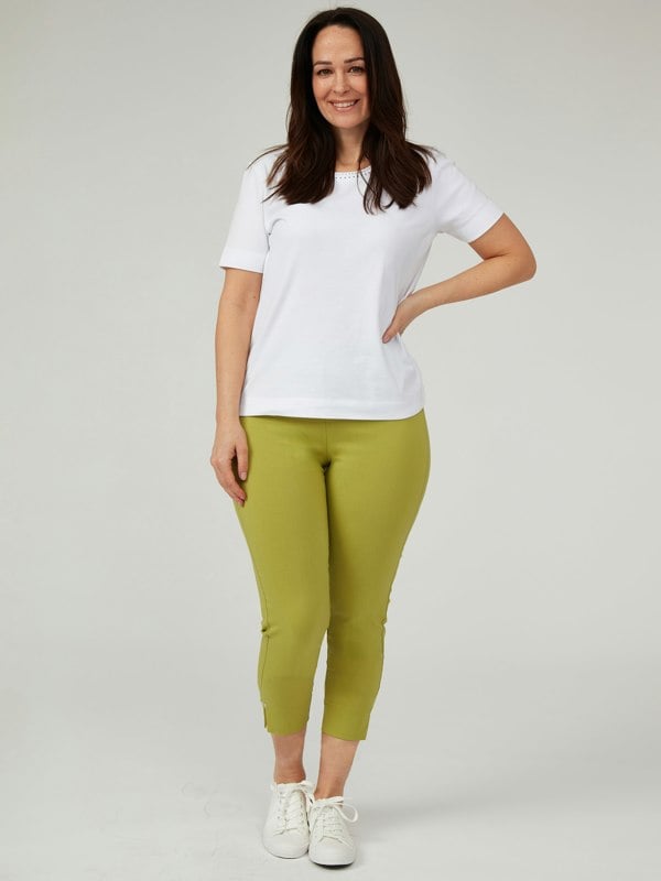 PennyPlain Cropped Bengaline Trousers - Pistachino