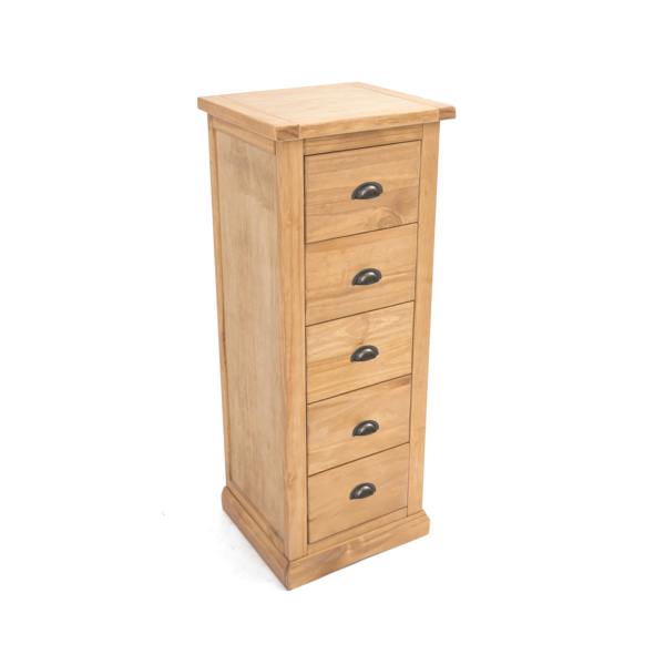 Cabinet Bits Lucca 5 Drawer Narrow Chest of Drawers Brass Cup Handle