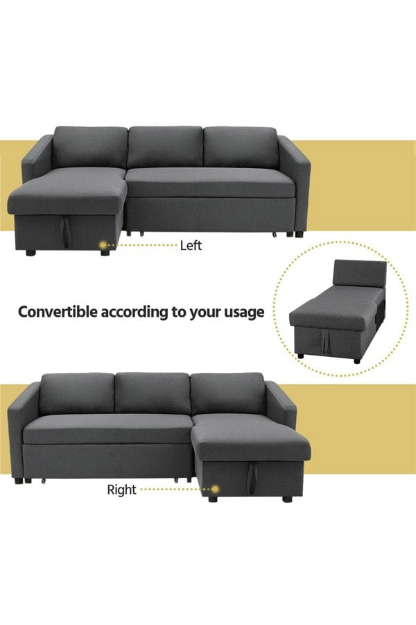Living and Home Corner Sofa Bed 3 Seater Sofa with Storage