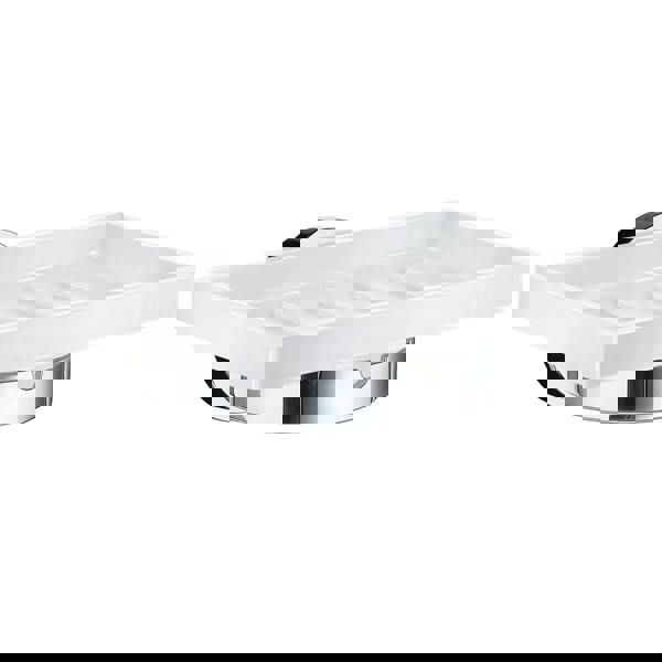 Polished chrome and porcelain soap dish