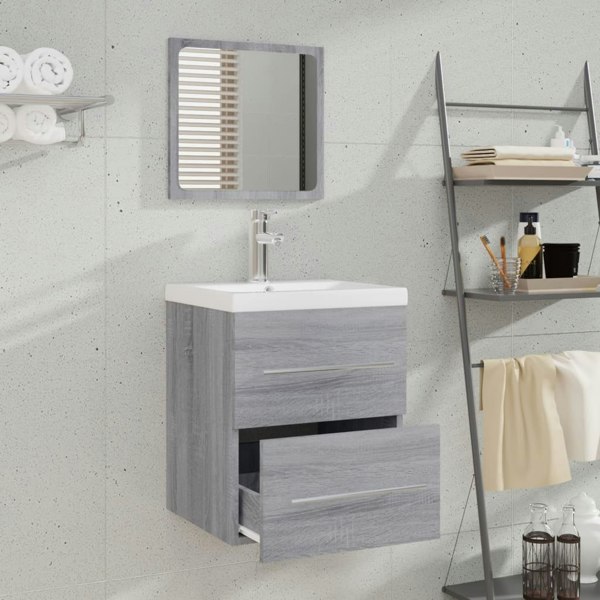 Berkfield Bathroom Cabinet with Mirror Grey Sonoma 41x38.5x48 cm Engineered Wood