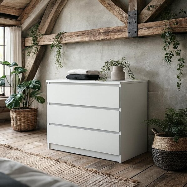 Wyld Haus Budapest White Wooden Storage Chest 3 Drawers