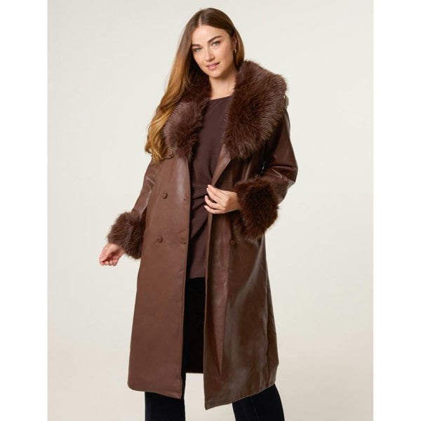 Blue Vanilla Faux Fur Cuff & Collar Coat