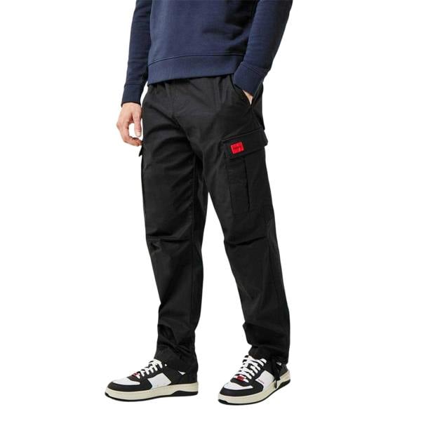 Hugo Mens Ripstop Relaxed Fit Cargo Trousers - Black - 