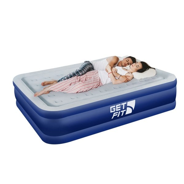 Get Fit Blow Up Air Bed with Built In Electric Pump- Free Pillow - Elevated Air Mattress - King
